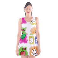 A Set Of Watercolour Icons Scoop Neck Skater Dress