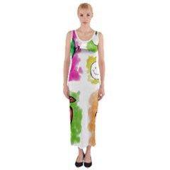 A Set Of Watercolour Icons Fitted Maxi Dress by Amaryn4rt