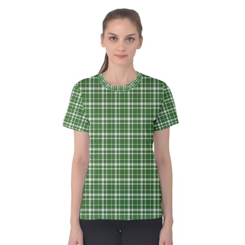 St  Patricks Day Plaid Pattern Women s Cotton Tee by Valentinaart