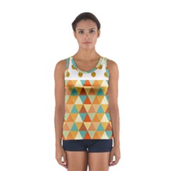 Golden Dots And Triangles Pattern Women s Sport Tank Top  by TastefulDesigns