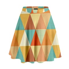 Golden Dots And Triangles Pattern High Waist Skirt by TastefulDesigns