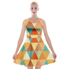 Golden Dots And Triangles Pattern Velvet Skater Dress by TastefulDesigns