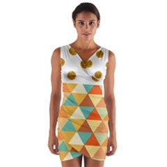 Golden Dots And Triangles Patern Wrap Front Bodycon Dress by TastefulDesigns