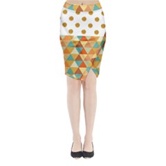 Golden Dots And Triangles Patern Midi Wrap Pencil Skirt by TastefulDesigns