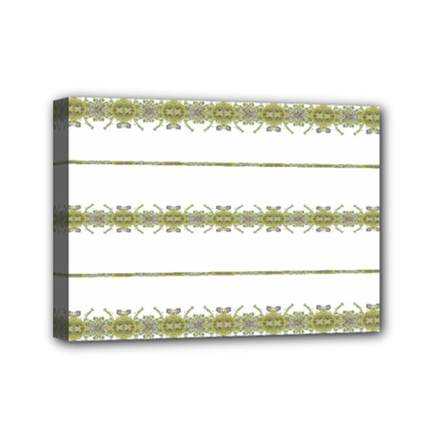 Ethnic Floral Stripes Mini Canvas 7  X 5  by dflcprints