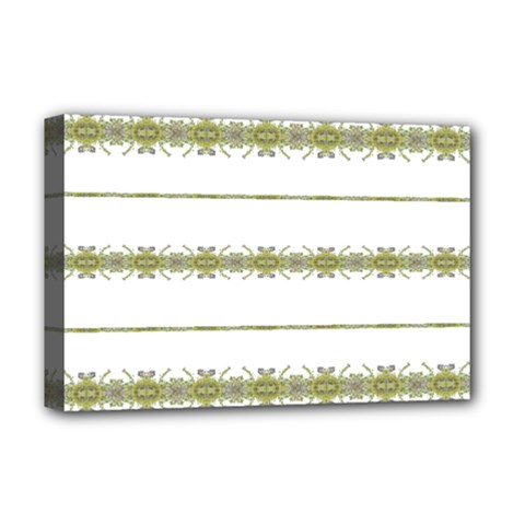 Ethnic Floral Stripes Deluxe Canvas 18  X 12   by dflcprints
