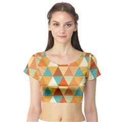 Triangles Pattern  Short Sleeve Crop Top (tight Fit) by TastefulDesigns