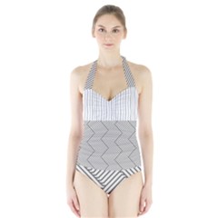 Lines And Stripes Patterns Halter Swimsuit by TastefulDesigns