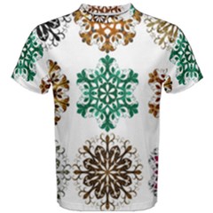 A Set Of 9 Nine Snowflakes On White Men s Cotton Tee