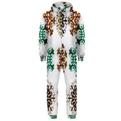 A Set Of 9 Nine Snowflakes On White Hooded Jumpsuit (men)  by Amaryn4rt