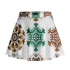 A Set Of 9 Nine Snowflakes On White Mini Flare Skirt by Amaryn4rt