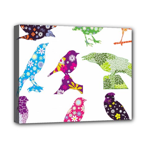 Birds Colorful Floral Funky Canvas 10  X 8  by Amaryn4rt