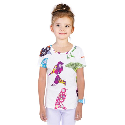 Birds Colorful Floral Funky Kids  One Piece Tee by Amaryn4rt