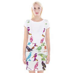 Birds Colorful Floral Funky Suspender Skirt by Amaryn4rt