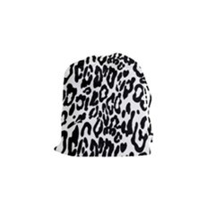 Black And White Leopard Skin Drawstring Pouches (small) 