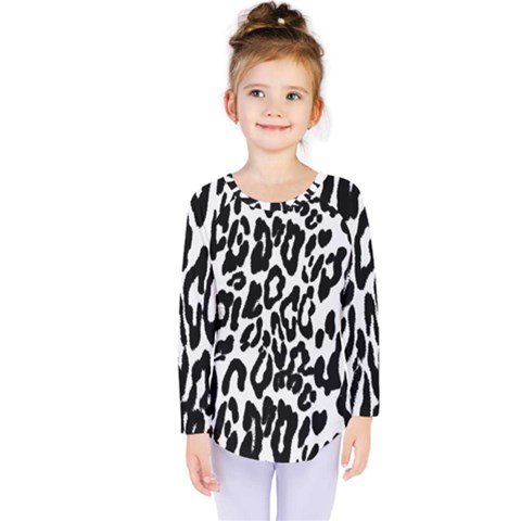 Black And White Leopard Skin Kids  Long Sleeve Tee by Amaryn4rt