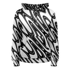 Black And White Wave Abstract Women s Pullover Hoodie by Amaryn4rt