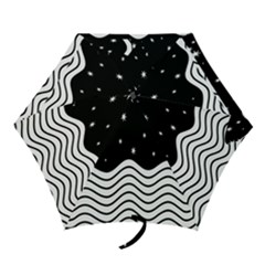 Black And White Waves And Stars Abstract Backdrop Clipart Mini Folding Umbrellas by Amaryn4rt