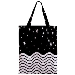 Black And White Waves And Stars Abstract Backdrop Clipart Classic Tote Bag by Amaryn4rt