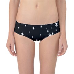 Black And White Waves And Stars Abstract Backdrop Clipart Classic Bikini Bottoms by Amaryn4rt