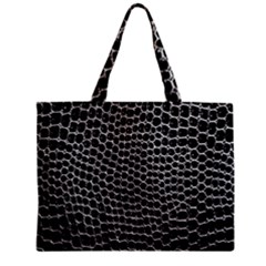 Black White Crocodile Background Zipper Mini Tote Bag by Amaryn4rt