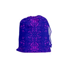 Blue And Pink Pixel Pattern Drawstring Pouches (medium)  by Amaryn4rt