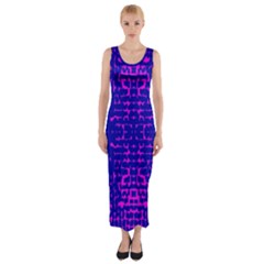 Blue And Pink Pixel Pattern Fitted Maxi Dress by Amaryn4rt