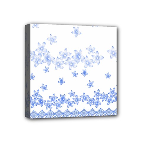 Blue And White Floral Background Mini Canvas 4  X 4  by Amaryn4rt