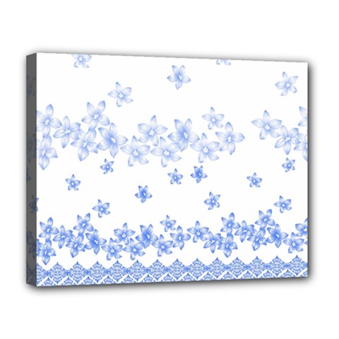 Blue And White Floral Background Canvas 14  X 11 