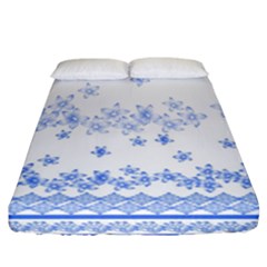 Blue And White Floral Background Fitted Sheet (california King Size) by Amaryn4rt