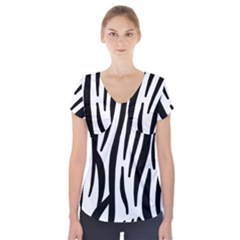 Seamless Zebra A Completely Zebra Skin Background Pattern Short Sleeve Front Detail Top by Amaryn4rt