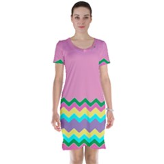 Easter Chevron Pattern Stripes Short Sleeve Nightdress by Amaryn4rt