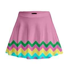 Easter Chevron Pattern Stripes Mini Flare Skirt by Amaryn4rt