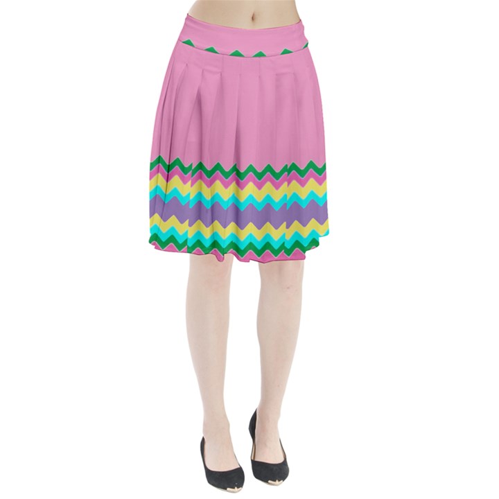 Easter Chevron Pattern Stripes Pleated Skirt