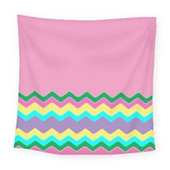Easter Chevron Pattern Stripes Square Tapestry (large) by Amaryn4rt