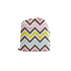 Chevrons Stripes Colors Background Drawstring Pouches (small)  by Amaryn4rt