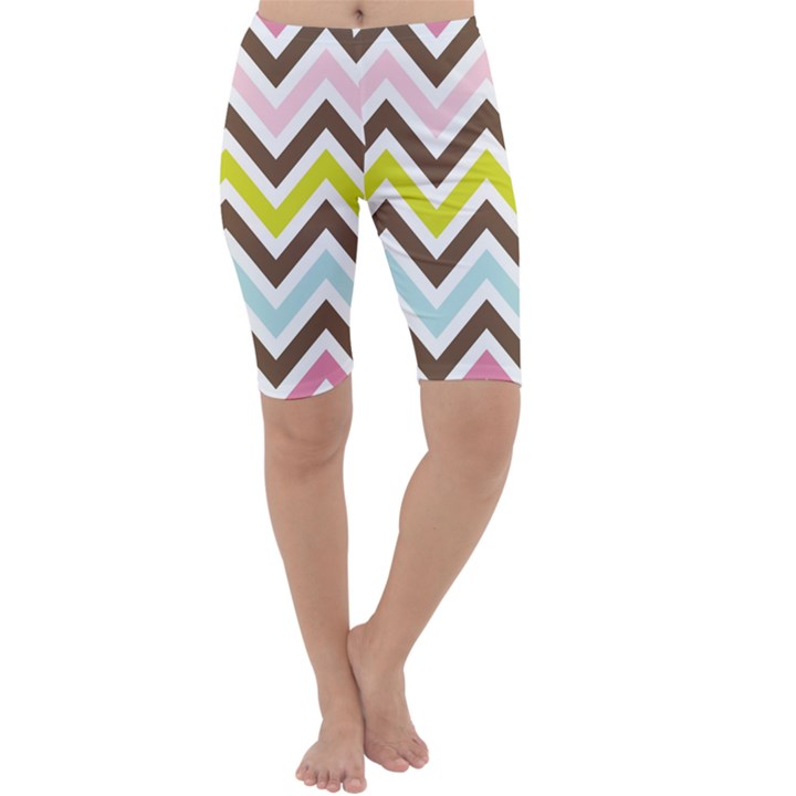 Chevrons Stripes Colors Background Cropped Leggings 