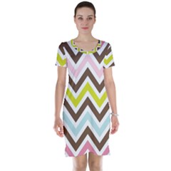 Chevrons Stripes Colors Background Short Sleeve Nightdress by Amaryn4rt