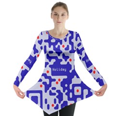 Digital Computer Graphic Qr Code Is Encrypted With The Inscription Long Sleeve Tunic  by Amaryn4rt