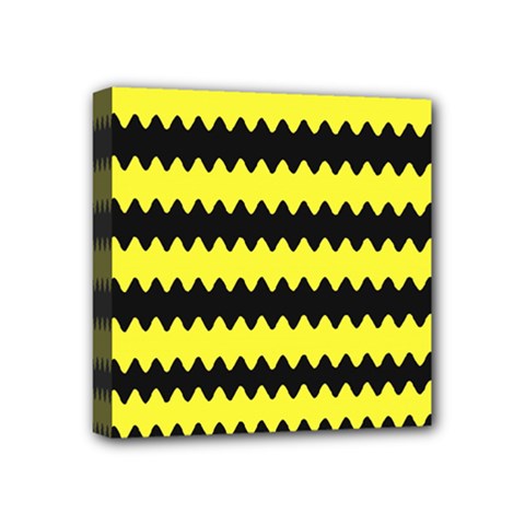 Yellow Black Chevron Wave Mini Canvas 4  X 4  by Amaryn4rt