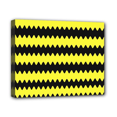 Yellow Black Chevron Wave Canvas 10  X 8  by Amaryn4rt