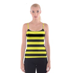 Yellow Black Chevron Wave Spaghetti Strap Top by Amaryn4rt