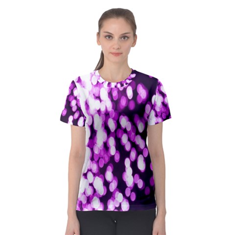 Bokeh Background In Purple Color Women s Sport Mesh Tee by Amaryn4rt