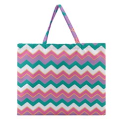 Chevron Pattern Colorful Art Zipper Large Tote Bag by Amaryn4rt