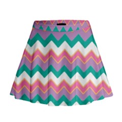 Chevron Pattern Colorful Art Mini Flare Skirt by Amaryn4rt