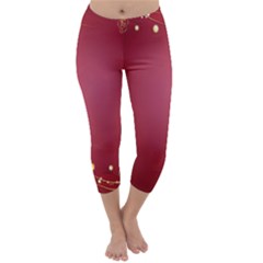 Red Background With A Pattern Capri Winter Leggings  by Amaryn4rt