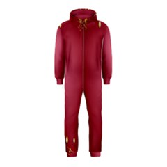 Red Background With A Pattern Hooded Jumpsuit (kids)