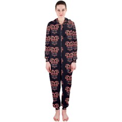 Dark Conversational Pattern Hooded Jumpsuit (ladies) 