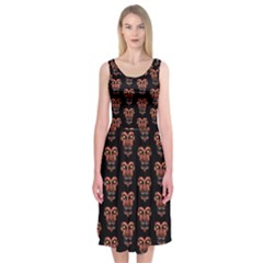 Dark Conversational Pattern Midi Sleeveless Dress by dflcprintsclothing