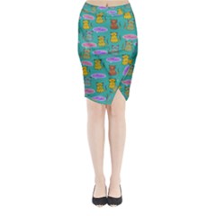 Meow Cat Pattern Midi Wrap Pencil Skirt by Amaryn4rt